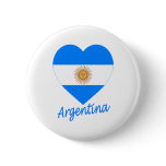 Argentina Flag Heart Pinback Buttons