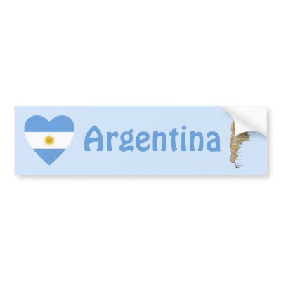 Argentina Flag Heart + Map Bumper Sticker by FlagAndMap