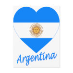 Argentina Flag Heart Post Card