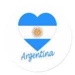 Argentina Flag Heart Round Stickers