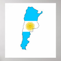 Argentina Flag Map full size Posters