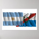 Argentina & La Rioja waving flags Posters
