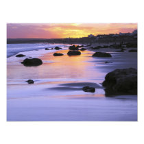 Argentina, Las Grutas. The beach at sunset.