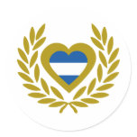 argentina-laurel-heart round stickers
