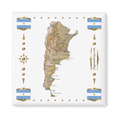 Argentina Map + Flags Magnet by FlagAndMap