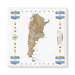 Argentina Map + Flags Magnet