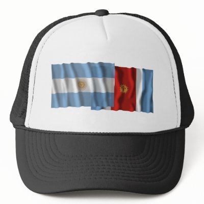 Argentina & Santiago del Estero waving flags Hats by Vexillophile