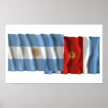Argentina & Santiago del Estero waving flags Print