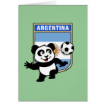 This adorable little panda is too cute! He's featured in front of a large flag from Argentina and ready to play football and score some goals. This cute design is perfect for football players and soccer fans.