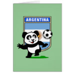 This adorable little panda is too cute! He's featured in front of a large flag from Argentina and ready to play football and score some goals. This cute design is perfect for football players and soccer fans.