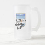 This adorable little panda is too cute! He's featured in front of a large flag from Argentina and ready to play football and score some goals. This cute design is perfect for football players and soccer fans.
