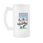 This adorable little panda is too cute! He's featured in front of a large flag from Argentina and ready to play football and score some goals. This cute design is perfect for football players and soccer fans.