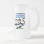 This adorable little panda is too cute! He's featured in front of a large flag from Argentina and ready to play football and score some goals. This cute design is perfect for football players and soccer fans.