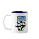 This adorable little panda is too cute! He's featured in front of a large flag from Argentina and ready to play football and score some goals. This cute design is perfect for football players and soccer fans.
