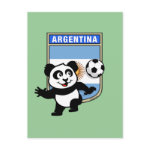 This adorable little panda is too cute! He's featured in front of a large flag from Argentina and ready to play football and score some goals. This cute design is perfect for football players and soccer fans.