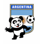 This adorable little panda is too cute! He's featured in front of a large flag from Argentina and ready to play football and score some goals. This cute design is perfect for football players and soccer fans.