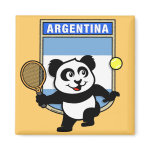 This adorable little panda loves to get out on the court and hits some balls. Panda plays in front of a large flag of Argentina. This is a great design for anyone who loves to play tennis, watch tennis or just loves cute pandas.