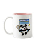 This adorable little panda loves to get out on the court and hits some balls. Panda plays in front of a large flag of Argentina. This is a great design for anyone who loves to play tennis, watch tennis or just loves cute pandas.