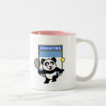 This adorable little panda loves to get out on the court and hits some balls. Panda plays in front of a large flag of Argentina. This is a great design for anyone who loves to play tennis, watch tennis or just loves cute pandas.