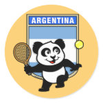 This adorable little panda loves to get out on the court and hits some balls. Panda plays in front of a large flag of Argentina. This is a great design for anyone who loves to play tennis, watch tennis or just loves cute pandas.