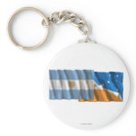 Argentina &amp; Tierra del Fuego waving flags Key Chain