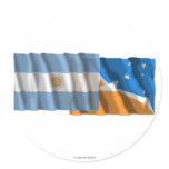 Argentina & Tierra del Fuego waving flags stickers