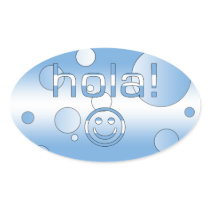 Argentine Gifts : Hello / Hola + Smiley Face Oval Stickers