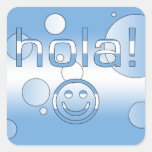 Argentine Gifts : Hello / Hola + Smiley Face Square Sticker