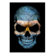 Argentinian Flag Skull on Black Business Card
