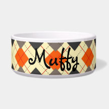 Argyle Barbecue with custom name Dog Water Bowl