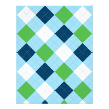 Argyle Blue Green Baby Scrapbook Paper Personalized Letterhead