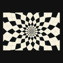 Argyle Burst/Flower - Black & White posters