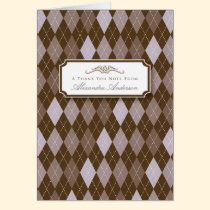 Argyle Custom Thank You Card (lilac/chocolate) cards