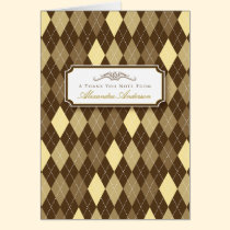 Argyle Custom Thank You Card (yellow/chocolate) cards