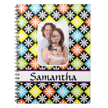 Argyle daisy pattern spiral note book