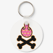 Argyle Flame and Crossbones keychains by doonidesigns Argyle Flame and Crossbones keychains