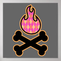 Argyle Flame and Crossbones Poster