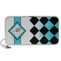 Argyle Initials Aqua Doodle Speaker speakers