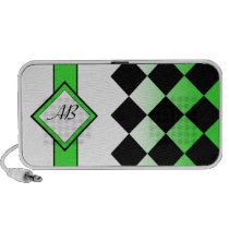 Argyle Initials Lime Green Doodle Speaker speakers