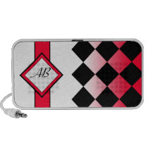Argyle Initials Red Doodle Speaker speakers