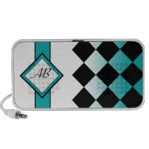 Argyle Initials Teal Doodle Speaker speakers