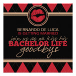 Argyle Kiss Debonaire Bachelor Party Invitation