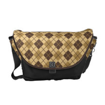 Argyle marrón y beige del café bolsa de mensajeria 