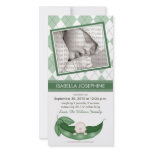 Argyle Pea in a Pod Baby Birth Announcement: green Personalized Photo Card