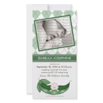 Argyle Pea in a Pod Baby Birth Announcement: green Personalized Photo Card