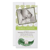 Argyle Pea in a Pod Baby Birth Announcement: lime Photo Greeting Card