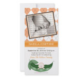 Argyle Pea in a Pod Baby Birth Announcement orange Photo Card Template