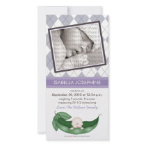 Argyle Pea in a Pod Baby Birth Announcement purple photo cards by BabyShoppe Argyle Pea in a Pod Baby Birth Announcement purple photo cards