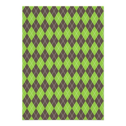 Argyle Plaid Brown Green Golf Golfing 0th Birthday Invites
