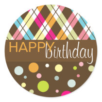 Argyle & Polka Dot Happy Birthday stickers